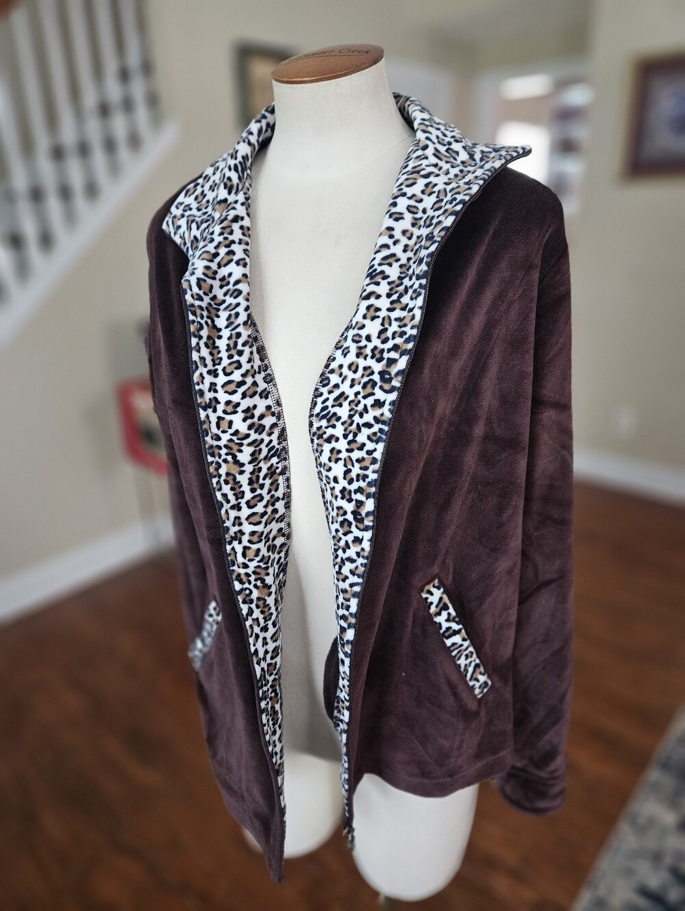VTG CB Casual Plus Leopard Print Track Jacket 1X